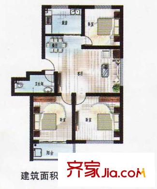蘇杭花園戶型圖多層戶型 3室2廳1衛(wèi)1廚