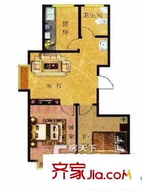 亨德國際花園戶型圖戶型圖（2-1-1） 2室1廳1衛(wèi)1廚