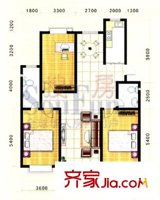 日月星辰戶型圖E戶型 3室2廳2衛(wèi)1廚