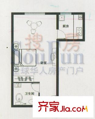 香格里晶座戶型圖1室1廳1衛(wèi)1廚