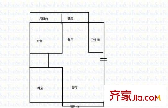 三產(chǎn)辦宿舍 2室 戶型圖