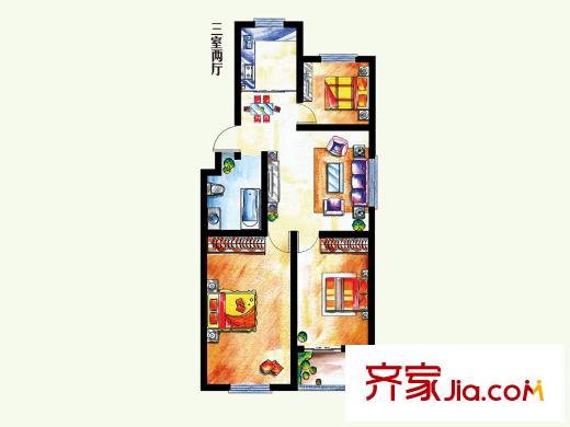 恒信南郡戶型圖多層C戶型 3室2廳1衛(wèi)1廚
