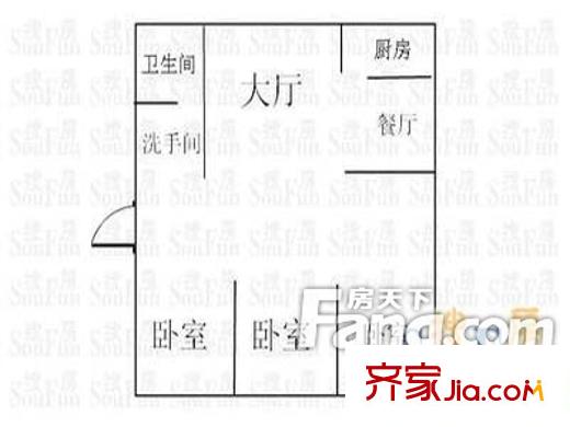 西園小區(qū)戶型圖戶型圖（3-2-1） 3室2廳1衛(wèi)1廚