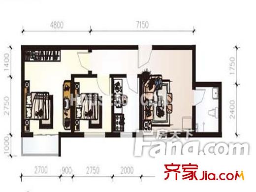 大成新苑戶型圖戶型圖 2室1廳1衛(wèi)1廚