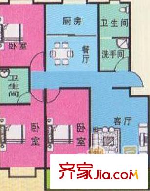 華仕家園戶型圖C戶型 3室2廳2衛(wèi)