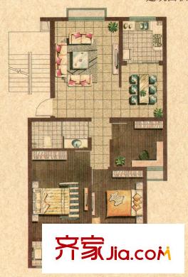 翰英府戶型圖3號樓標(biāo)準(zhǔn)層C戶型 3室2廳1衛(wèi)1廚