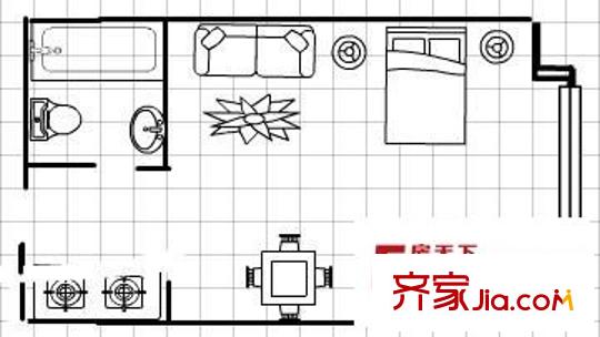 東方威尼斯 1室 戶型圖
