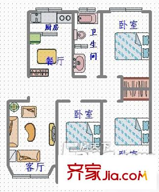 怡馨家園143平3室2廳1衛(wèi)戶型圖明廳_副本