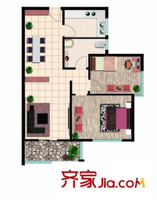 魯鴻37°戶型圖陽光兩室東戶 2室2廳1衛(wèi)1廚