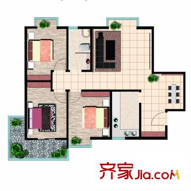 魯鴻37°戶型圖精英三室西戶 3室2廳1衛(wèi)1廚