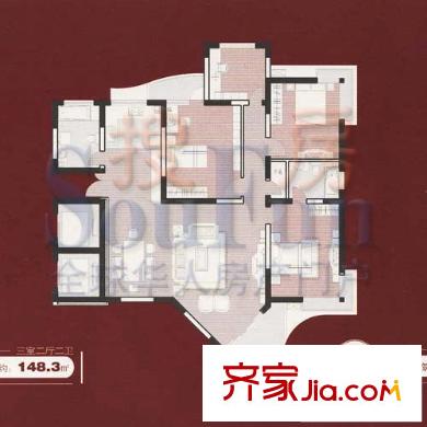 麗景苑戶型圖4室2廳2衛(wèi)1廚