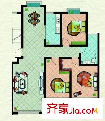 高新花園戶型圖3室2廳1衛(wèi)B戶型圖 3室2廳1衛(wèi)1廚
