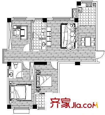 東方春天戶型圖戶型圖 3室2廳2衛(wèi)1廚