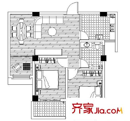 東方春天戶型圖戶型圖 2室2廳1衛(wèi)1廚