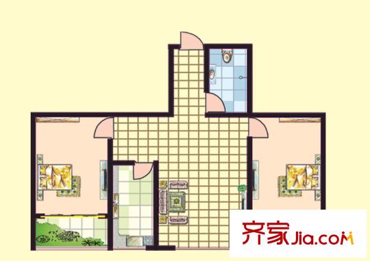 文苑二期戶型圖高層11號樓I戶型 2室1廳1衛(wèi)1廚