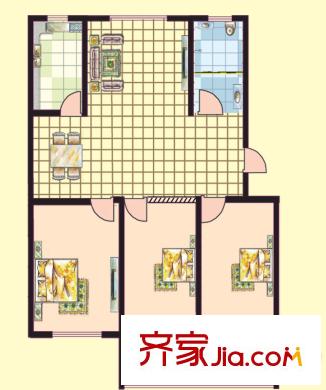 文苑二期戶型圖高層11號(hào)樓K戶型 3室2廳1衛(wèi)1廚