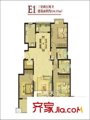 康橋水岸戶型圖 戶型圖 3室2廳2衛(wèi)1廚