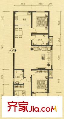 東方公寓戶型圖A座標(biāo)準(zhǔn)層A戶型 3室2廳2衛(wèi)1廚