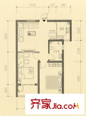 東方公寓戶型圖A座標(biāo)準(zhǔn)層B戶型 2室2廳1衛(wèi)1廚