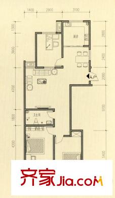 東方公寓戶型圖B座標(biāo)準(zhǔn)層E戶型 3室2廳1衛(wèi)1廚
