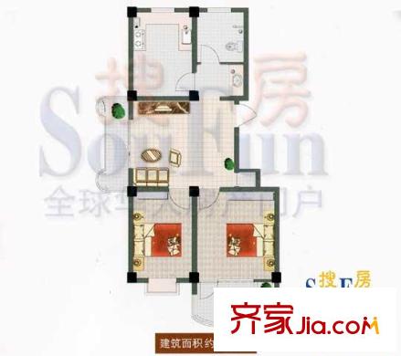 雍和家園戶型圖戶型圖 2室1廳1衛(wèi)1廚
