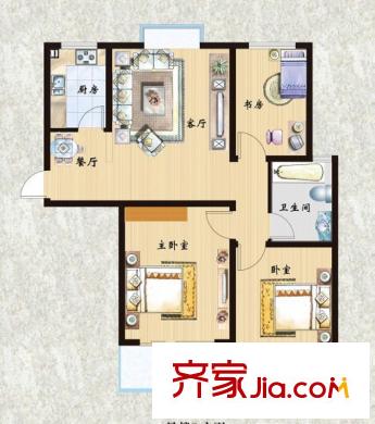 陽光新城戶型圖1號(hào)樓B戶型 3室2廳1衛(wèi)1廚