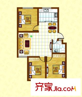 濰城春天戶型圖二期高層c3戶型 3室2廳1衛(wèi)1廚