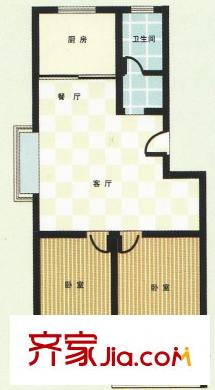 隆祥花園戶型圖B1戶型圖 2室2廳1衛(wèi)1廚