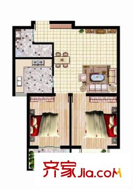 圣基銘座戶型圖高層住宅戶型 2室1廳1衛(wèi)1廚
