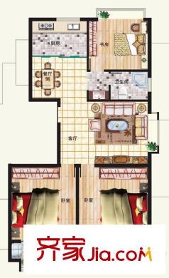 圣基銘座戶型圖高層住宅雍容三居 3室2廳1衛(wèi)1廚