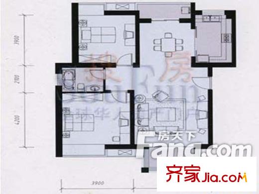 金葉櫻海園戶型圖戶型圖 2室2廳1衛(wèi)1廚