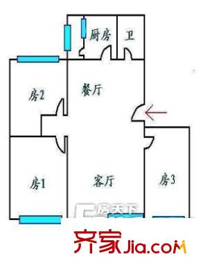 金城花園戶型圖戶型圖 3室1廳1衛(wèi)1廚