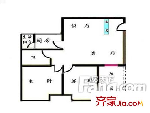 金城花園戶型圖戶型圖 2室1廳1衛(wèi)1廚