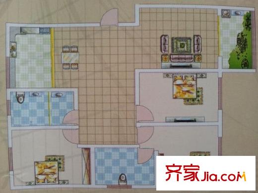 海化安順小區(qū) 3室 戶型圖