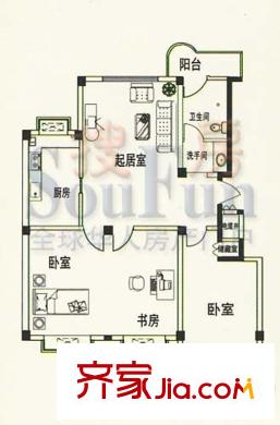 華實小區(qū)戶型圖一期27號樓戶型圖 3室1廳1衛(wèi)1廚