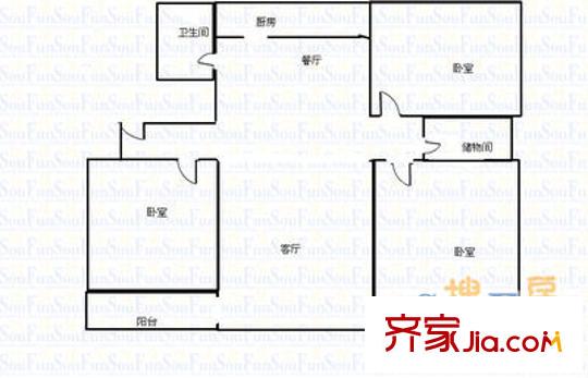 怡景公寓 3室 戶(hù)型圖