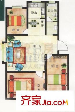 四方家和花園戶型圖戶型圖 3室2廳1衛(wèi)1廚