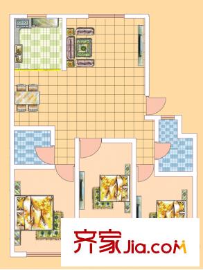 恒信華文苑戶型圖B戶型 3室2廳2衛(wèi)1廚