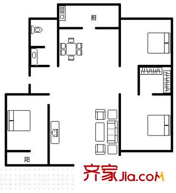 三友文錦苑 3室 戶型圖