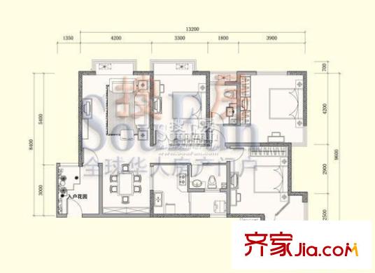金沙城市廣場(chǎng)戶型圖3-01 4-01 3室2廳2衛(wèi)1廚