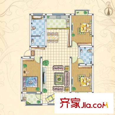 明德花園戶(hù)型圖戶(hù)型F 3室2廳2衛(wèi)1廚