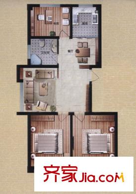 盛華園戶型圖二期高層住宅戶型圖 3室2廳1衛(wèi)1廚