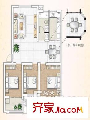 河濱花園戶型圖戶型圖 3室2廳1衛(wèi)1廚