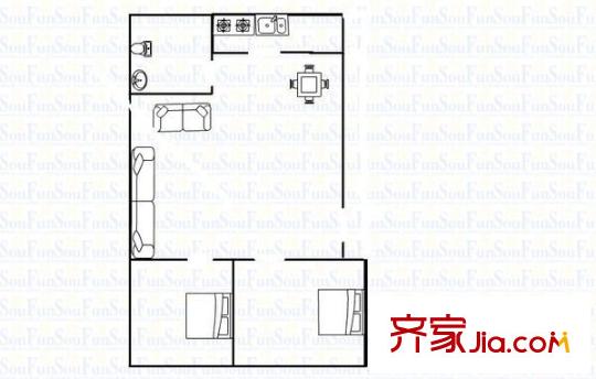 河濱花園 2室 戶型圖