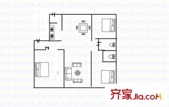 財富鼎園戶型圖財富鼎苑 3室 戶型圖 3室2廳2衛(wèi)1廚