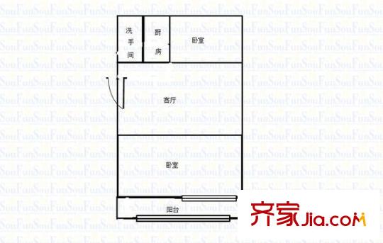 臥龍小區(qū) 2室 戶型圖