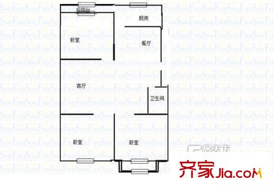 北苑小區(qū)戶型圖戶型圖（3室2廳1廚1衛(wèi)） 3室2廳1衛(wèi)1廚
