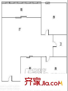 電力三宿舍戶型圖戶型圖（2-1-1） 2室1廳1衛(wèi)1廚