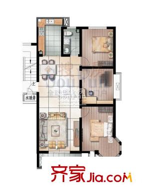 香榭麗舍戶型圖D戶型 3室2廳2衛(wèi)1廚