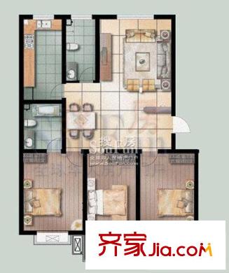 香榭麗舍戶型圖B戶型 3室2廳2衛(wèi)1廚